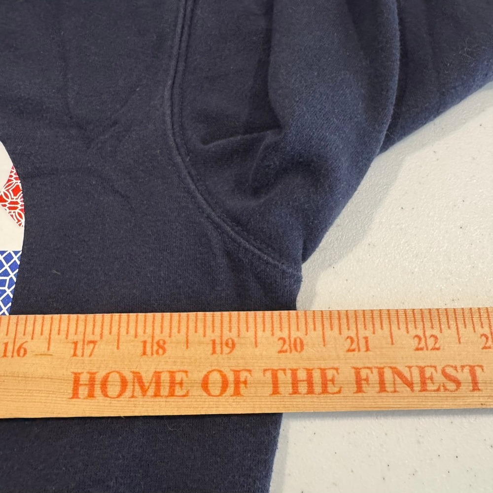 The North Face Mens Navy Blue Graphic Logo Fleece Hoodie Small Patriotic Pattern - Picture 4 of 8